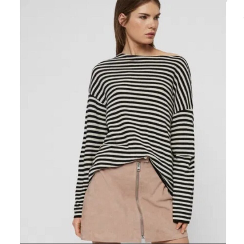 AllSaints Oversized Striped Cotton Sweater size XS (fits up to L)